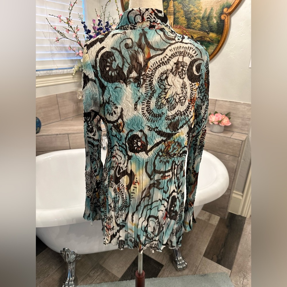 Pristine Alberto Makali long Sheer colorful Button Down Shirt Sexy - Picture 4 of 11